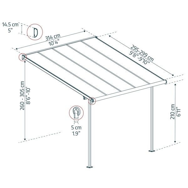 Canopia Capri 3000 szürke 3 x 3 - pergolák