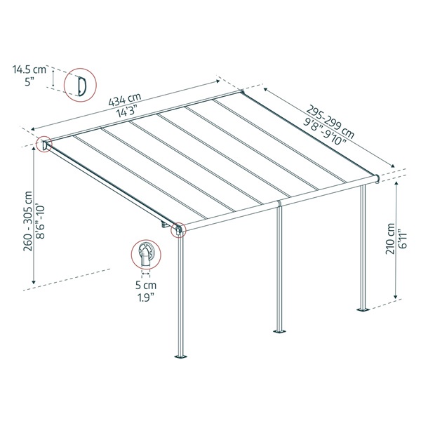 Canopia Capri 4200 szürke 3 x 4,25 - pergolák