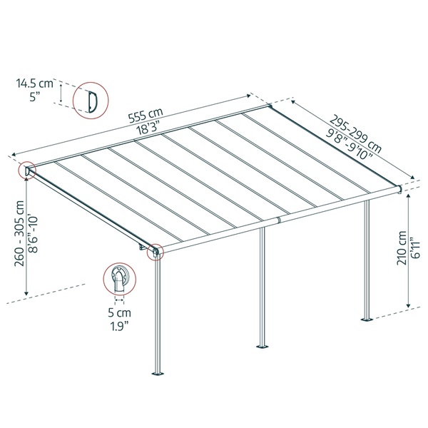 Canopia Capri 5400 szürke 3 x 5,46 - pergolák