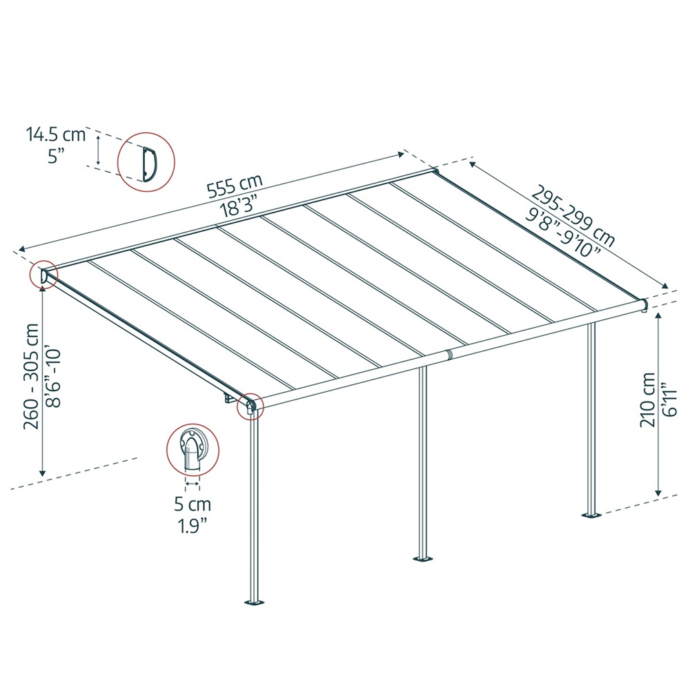 Canopia Capri 5400 szürke 3 x 5,46 - pergolák