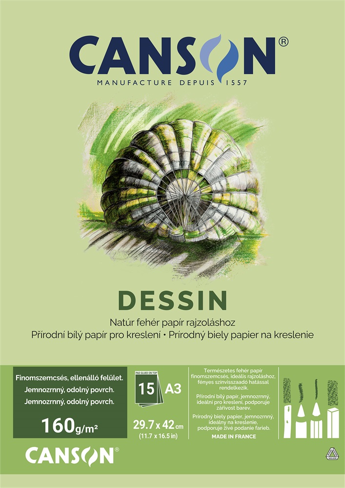 Canson A3 160g, 15 ív rajzpapír blokk