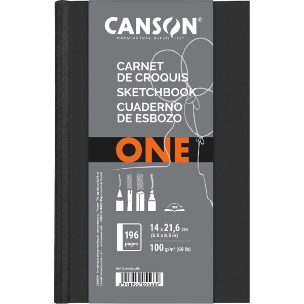 Canson One 14x21,6 cm, álló, 100 g/m2, ragasztott fehér rajzpapírfüzet