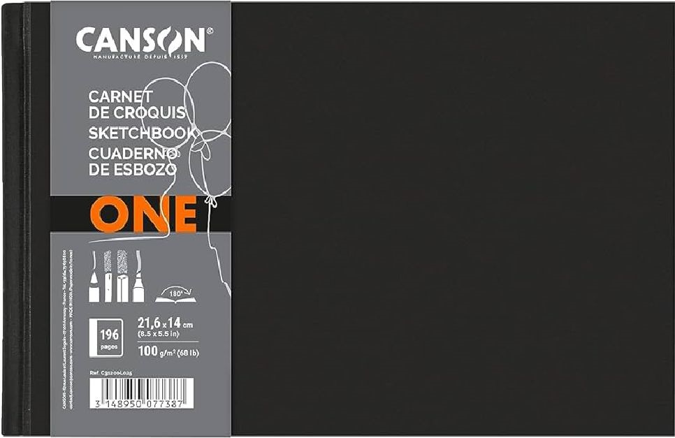 Canson One 21,6x14 cm, fekvő, 100 g/m2, ragasztott fehér rajzpapírfüzet