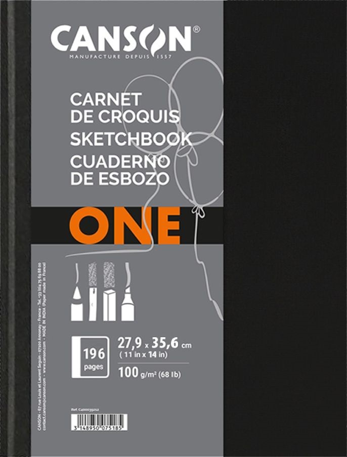Canson One 27,9x35,6 cm, álló, 100 g/m2, ragasztott fehér rajzpapírfüzet