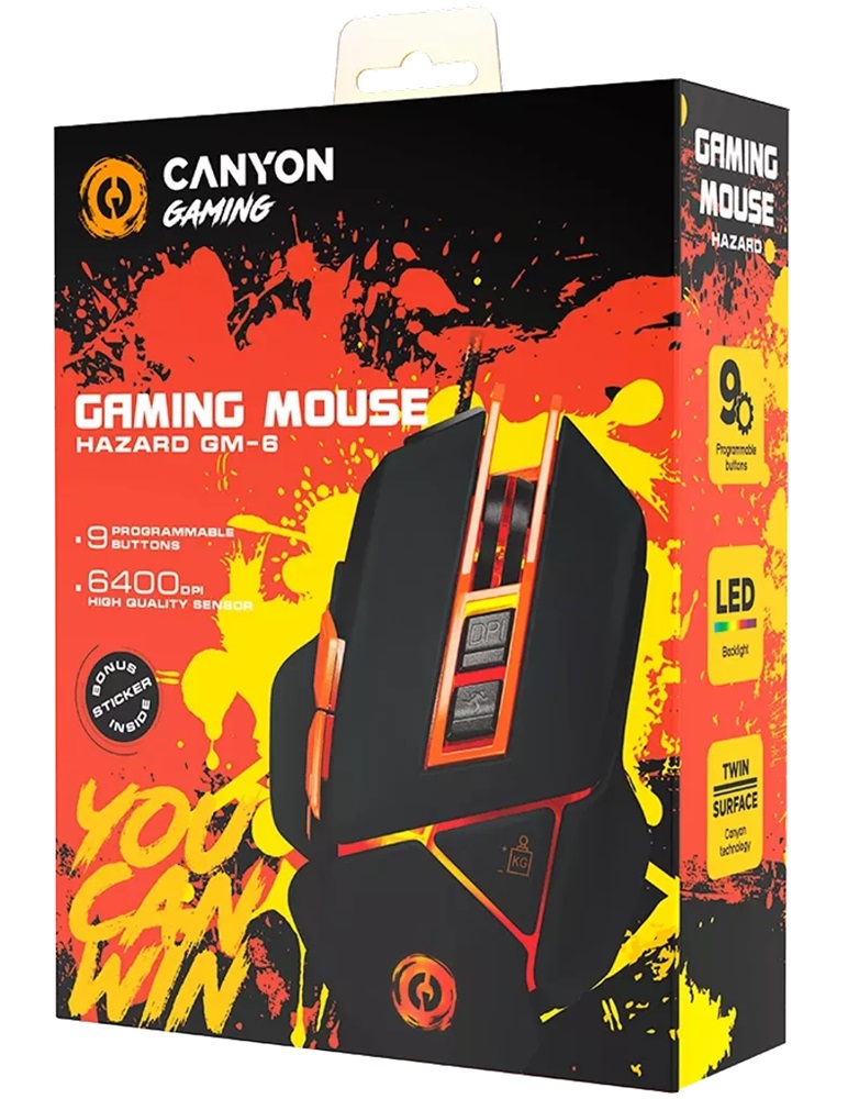 Canyon Hazard GM-6 USB optikai gaming egér fekete-narancssárga