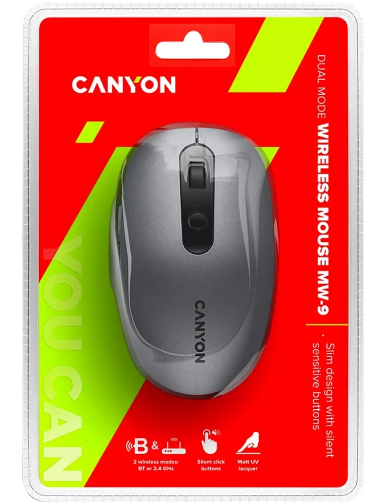 Canyon MW-9 optikai Bluetooth / vezeték nélküli egér szürke