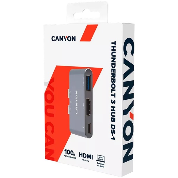 Canyon MacBook Thunderbolt 3 Multiport Docking Station 3-in-1 3-port Thunderbolt 3 Dual Port szürke dokkoló