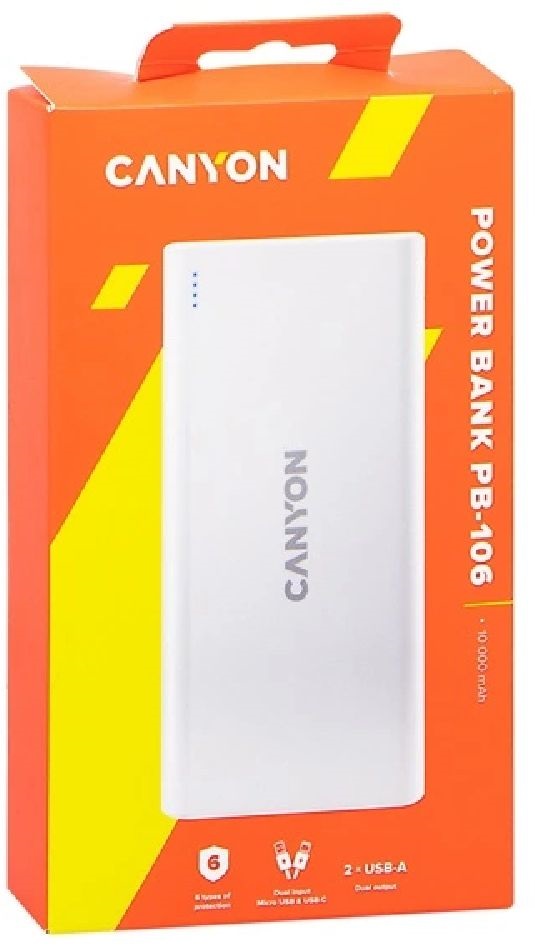 Canyon PB-106 10000mAh LiPo fehér power bank