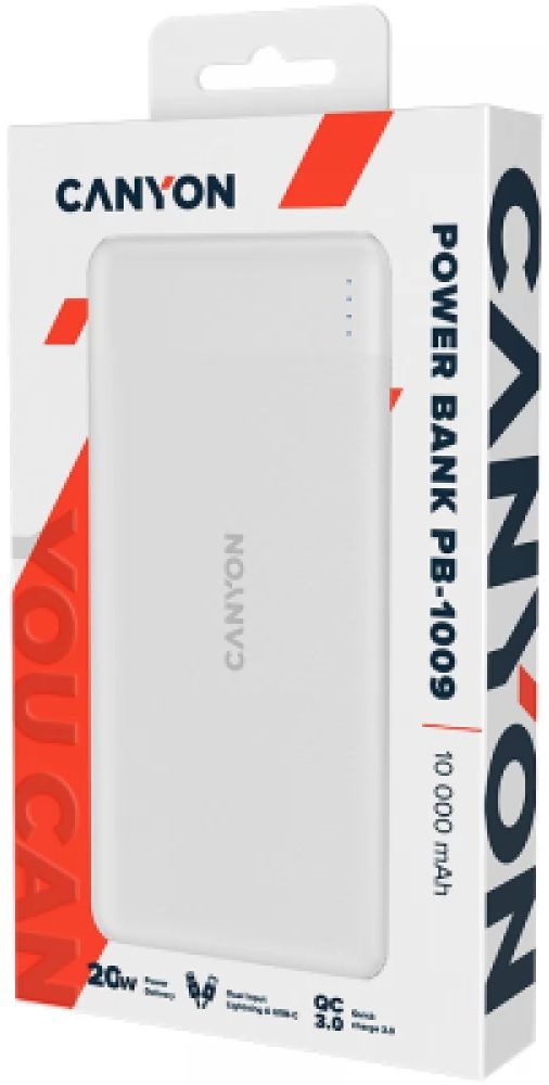 Canyon PB-109 10000mAh LiPo (Lightning bemenet) fehér power bank