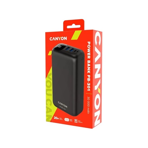 Canyon PD-301 30000mAh LiPo powerbank fekete