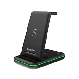 Canyon WS-304 3-in-1 15W univerzális vezeték nélküli töltő adapter fekete (Qi)