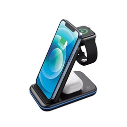 Canyon WS-304 3-in-1 15W univerzális vezeték nélküli töltő adapter fekete (Qi)