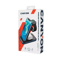 Canyon WS-304 3-in-1 15W univerzális vezeték nélküli töltő adapter fekete (Qi)
