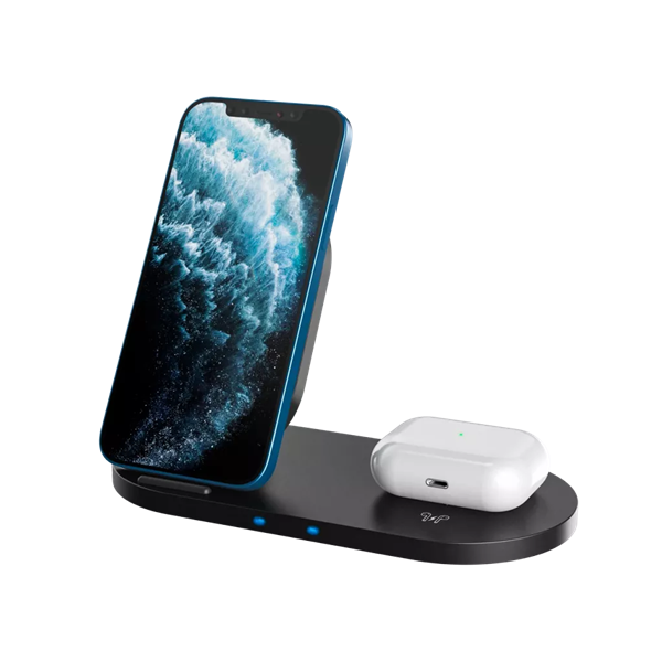 Canyon WS-202 2-in-1 15W univerzális vezeték nélküli töltő adapter fekete (Qi)