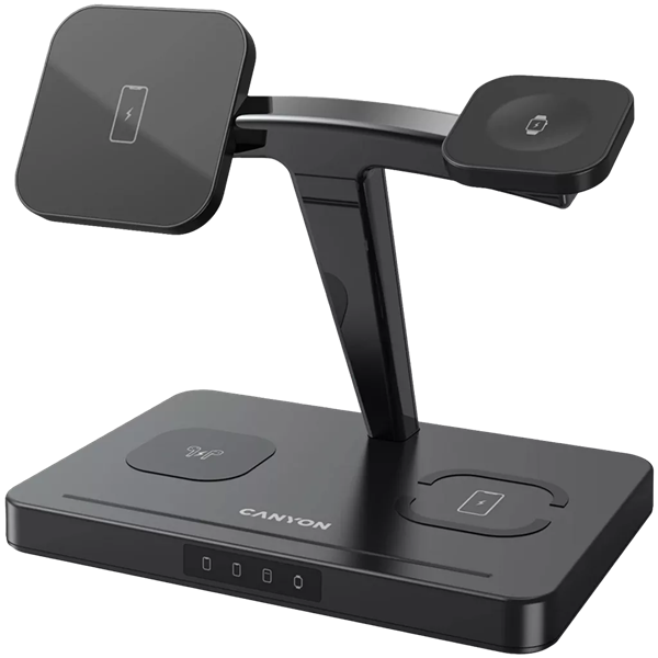Canyon WS-404 4-in-1 15W univerzális vezeték nélküli töltő adapter fekete (Qi)