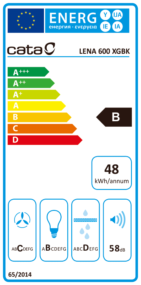 Cata Lena 600 XGBK+BK150ECO fekete, szabadonálló, méret:59,5 cm, zajszint:58 dB, páraelszívó