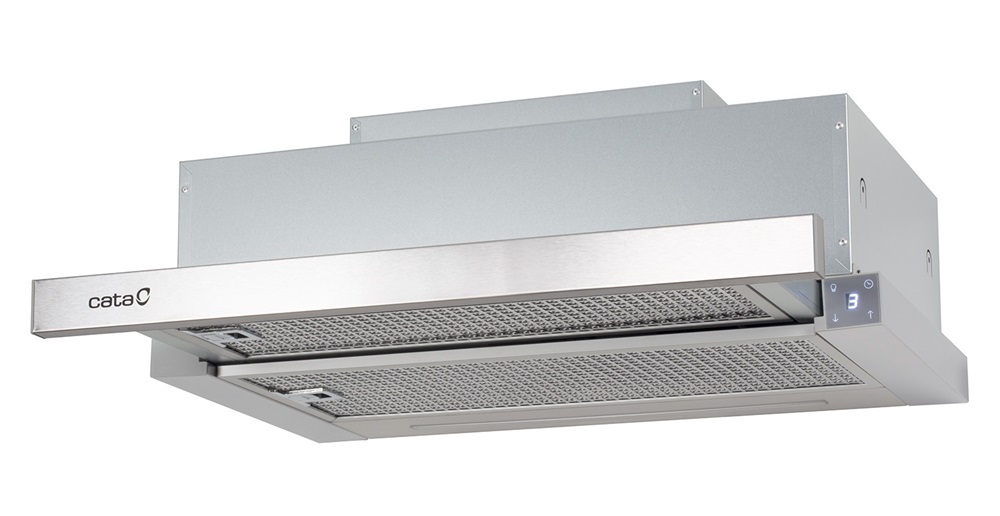 Cata TFH-6630/A X LED brushless inox, beépíthető, kihúzható, méret:60 cm, teleszkópos, zajszint:64 dB, páraelszívó