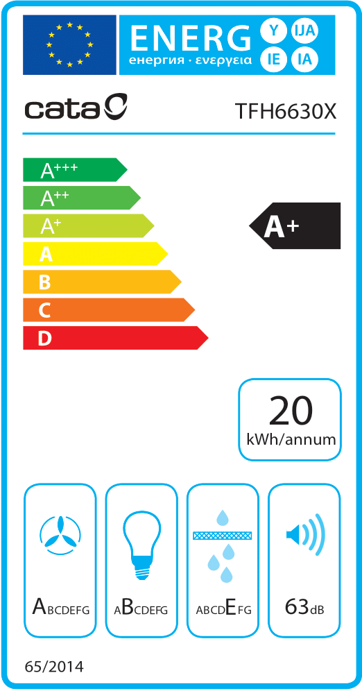 Cata TFH-6630/A X LED brushless inox, beépíthető, kihúzható, méret:60 cm, teleszkópos, zajszint:64 dB, páraelszívó