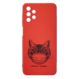 Cellect CEL-DES5-SAM-A325G-R Galaxy A32 5G piros maszkos macska mintás szilikon hátlap