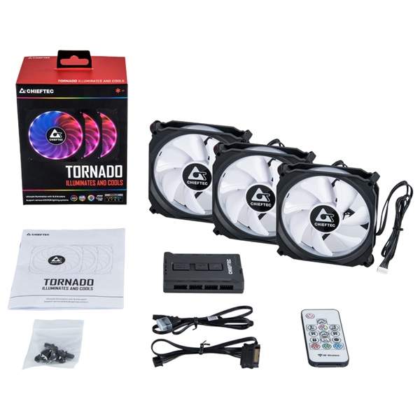 Chieftec CF-3012-RGB 120x25mm 750-1200RPM 3 darab sikló csapágyas RGB LED rendszerhűtő