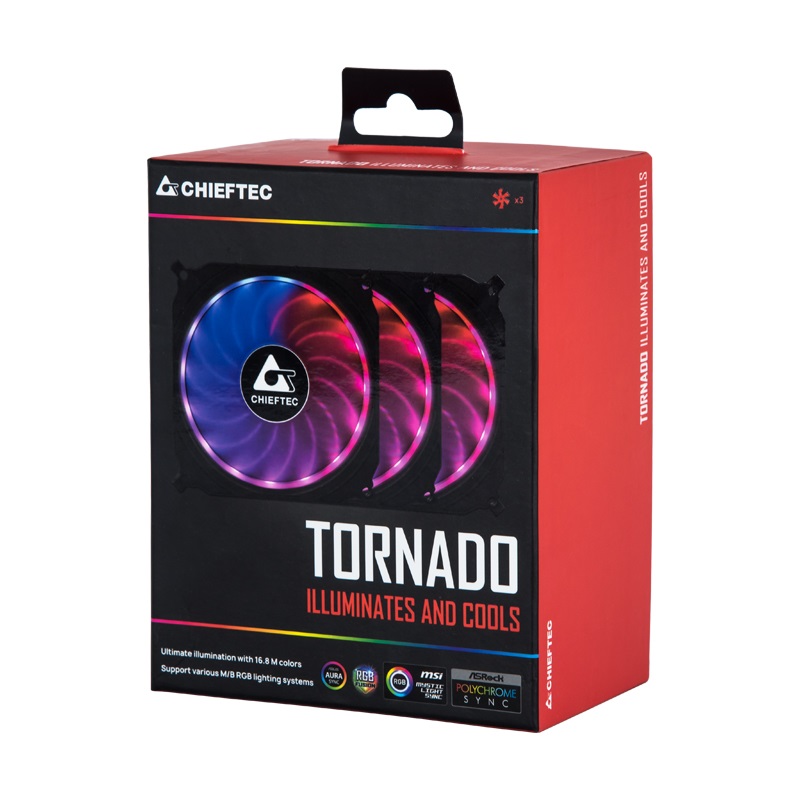Chieftec CF-3012-RGB 120x25mm 750-1200RPM 3 darab sikló csapágyas RGB LED rendszerhűtő