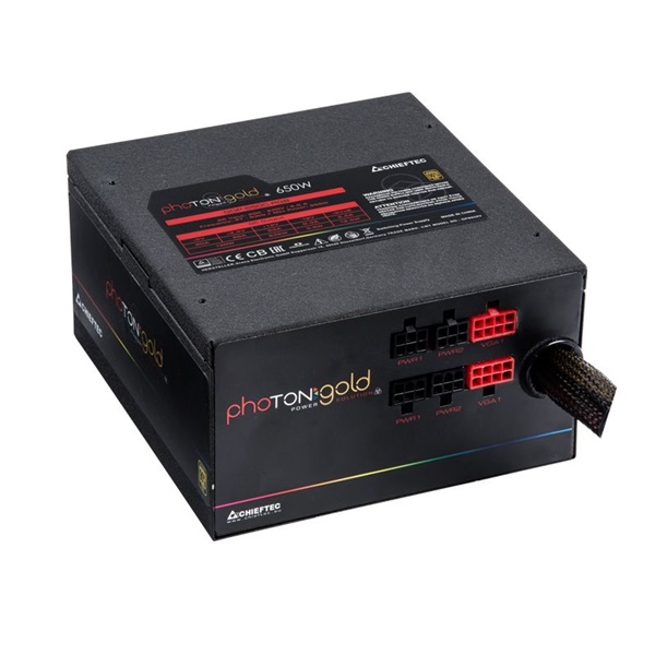 Chieftec Photon Gold 650W ventillátorral félmoduláris RGB dobozos tápegység