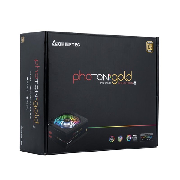Chieftec Photon Gold 650W ventillátorral félmoduláris RGB dobozos tápegység