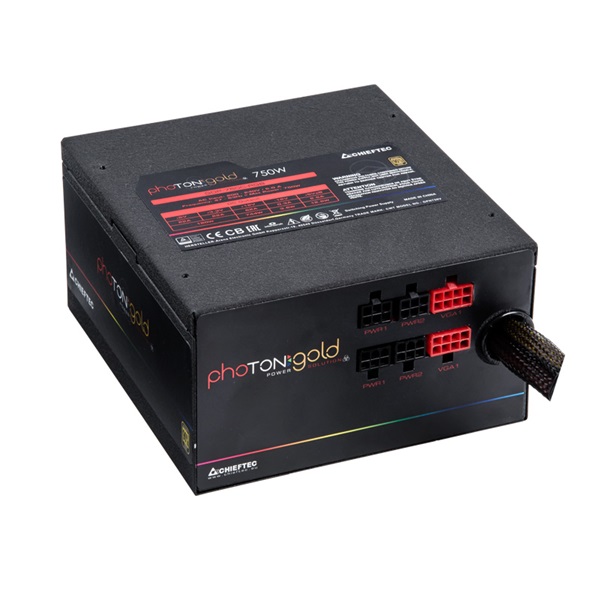 Chieftec Photon Gold GDP-750C-RGB 750W 90+ GOLD PFC 14 cm RGB ventilátorral dobozos tápegység