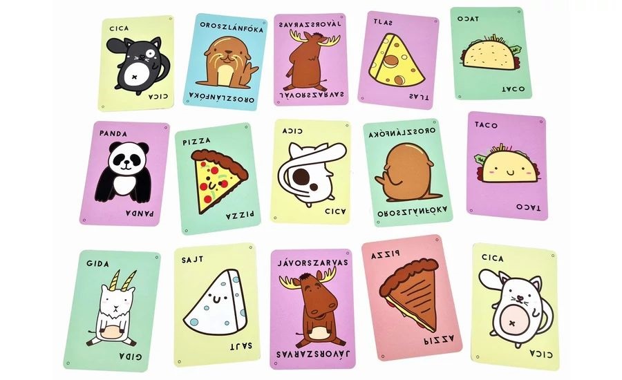 Cica, pizza, taco, gida, sajt – Fordulatos fordítás kártyajáték