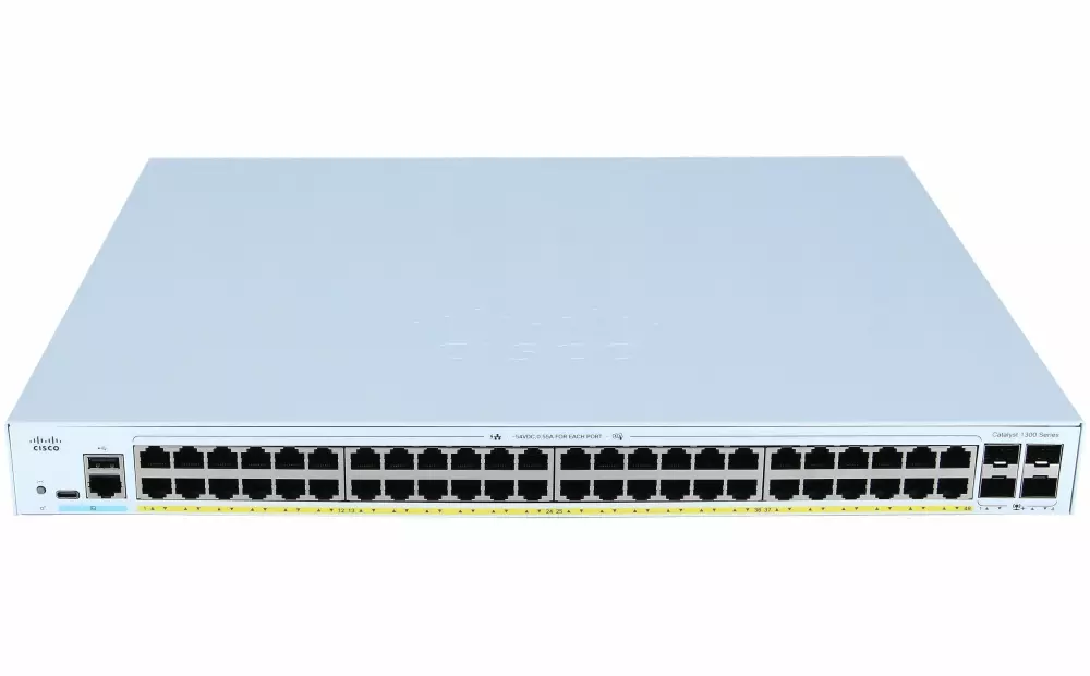 Cisco Catalyst C1300-48P-4X 48x GbE PoE+ LAN (370W) 4x10G SFP+ port L3 menedzselhető PoE switch
