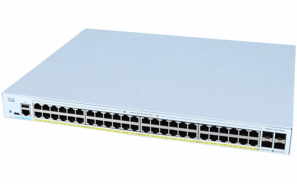 Cisco Catalyst C1300-48P-4X 48x GbE PoE+ LAN (370W) 4x10G SFP+ port L3 menedzselhető PoE switch