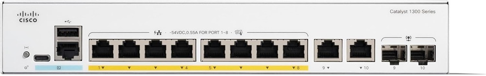 Cisco Catalyst C1300-8FP-2G 8x GbE PoE+ LAN 2x SFP/RJ45 Combo port L3 menedzselhető PoE switch