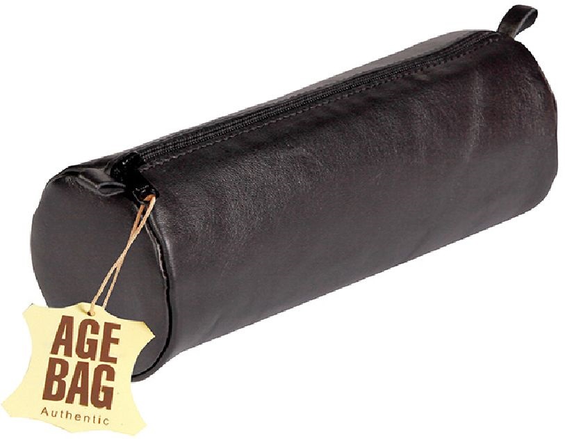 Clairefontaine Age-bag kerek 22x8cm bőr fekete tolltartó