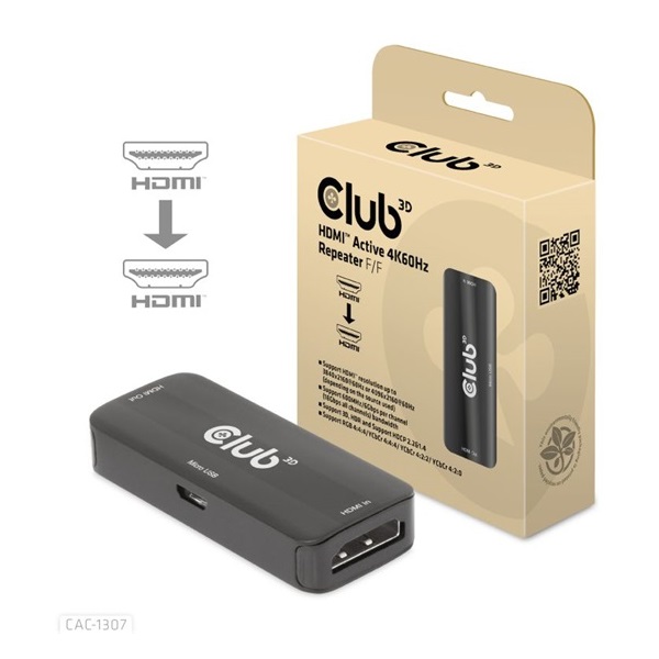 Club3D Active 4K60Hz Repeater F/F HDMI adapter