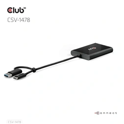 Club3D CSV-1478 USB Type-C/USB Type-A - 2x DisplayPort(4K60Hz) adapter