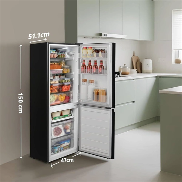 Comfee RCB169DK2E alulfagyasztós hűtőszekrény, Fekete, 174 Liter, Hűtőtér 115 Liter, Fagyasztótér 59 liter