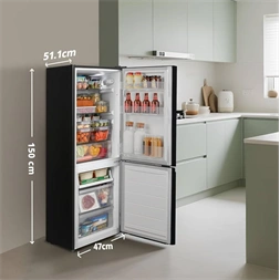 Comfee RCB169DK2E alulfagyasztós hűtőszekrény, Fekete, 174 Liter, Hűtőtér 115 Liter, Fagyasztótér 59 liter