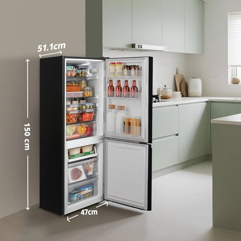 Comfee RCB169DK2E alulfagyasztós hűtőszekrény, Fekete, 174 Liter, Hűtőtér 115 Liter, Fagyasztótér 59 liter