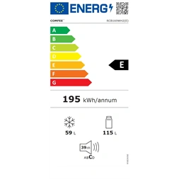 Comfee RCB169WH2(E) alulfagyasztós, Fehér, Hűtő:115L, Fagyasztó:59L, hűtőszekrény