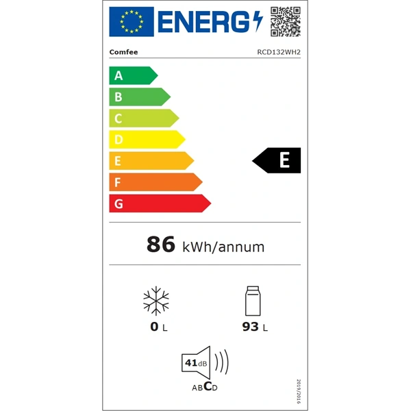 Comfee RCD132WH2 egyajtós, Hűtő:93L, hűtőszekrény (Újszerű)