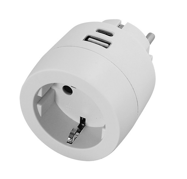 Commel 240801 A+C 3.4A 17W fehér földelt csatlakozó aljzat USB töltővel
