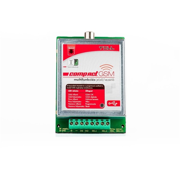 Compact GSM II - GSM alapú kontaktvezérelt kommunikátor/2 NO/NC kontaktusbemenet/ 2 NO relékimenet