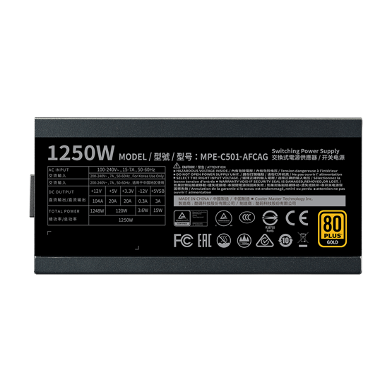 Cooler Master 1250W 80+ Gold ventillátorral moduláris tápegység