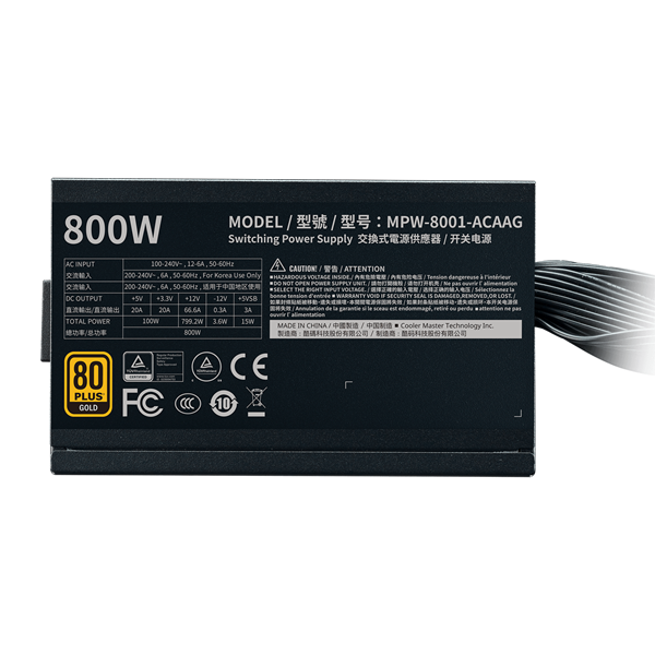 Cooler Master G800 800W 80+ Gold 12cm ventillátorral tápegység