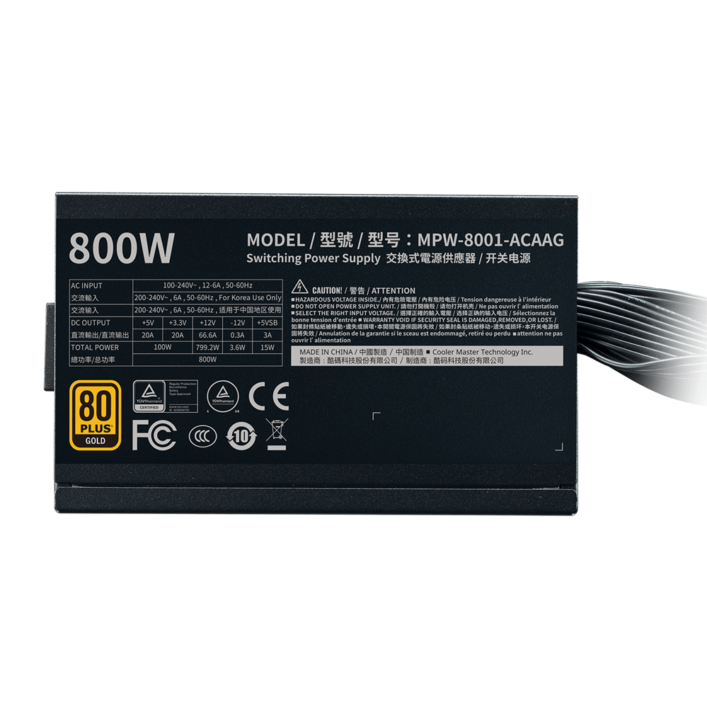 Cooler Master G800 800W 80+ Gold 12cm ventillátorral tápegység