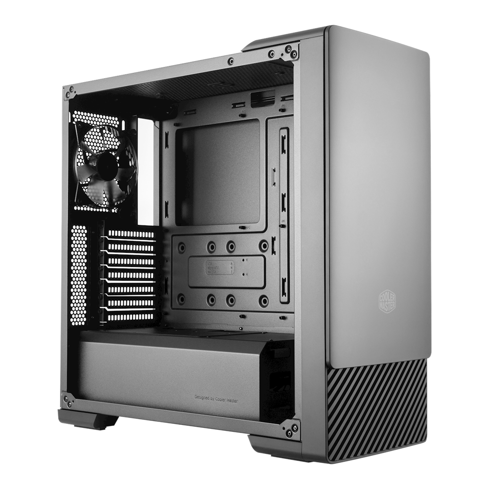 Cooler Master MASTERBOX E500 fekete (táp nélküli) edzett üveg midi ATX ház