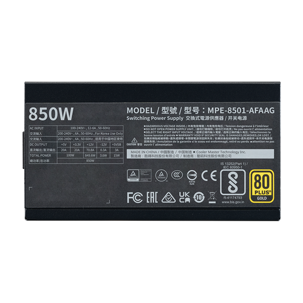 Cooler Master MPE-8501-AFAAG-3EU 850W 80+ Gold ventillátorral moduláris dobozos tápegység