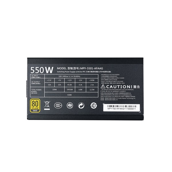 Cooler Master MWE 550W GOLD 12cm ventillátorral dobozos tápegység