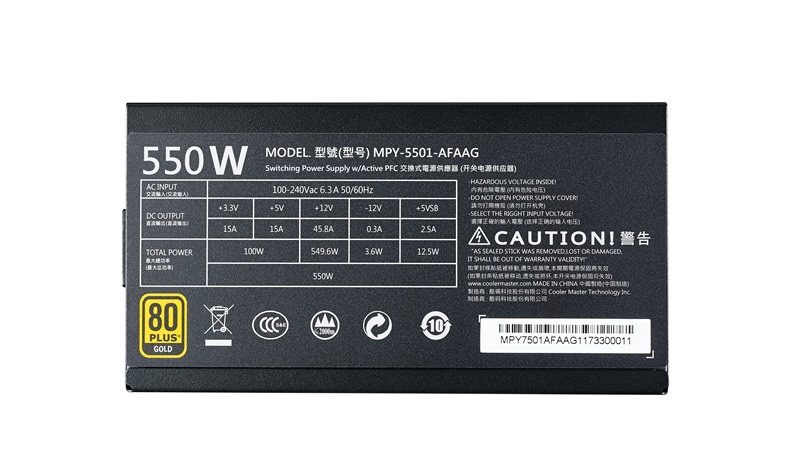 Cooler Master MWE 550W GOLD 12cm ventillátorral dobozos tápegység