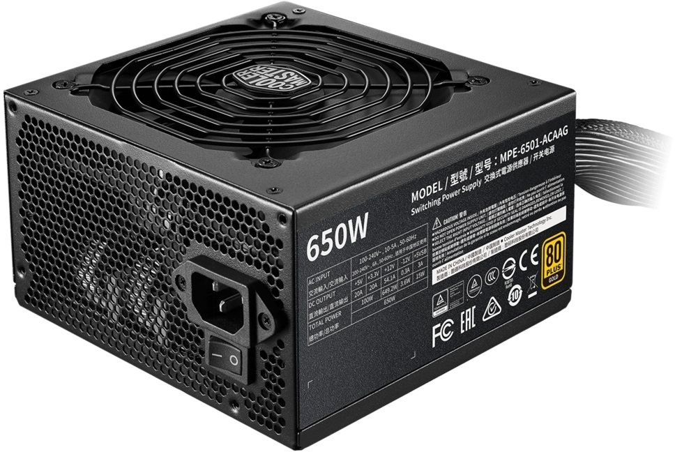 Cooler Master MWE 650W 80+ Gold - V2 12cm ventillátorral dobozos tápegység